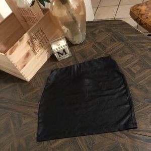 Matte black pleather skirt.